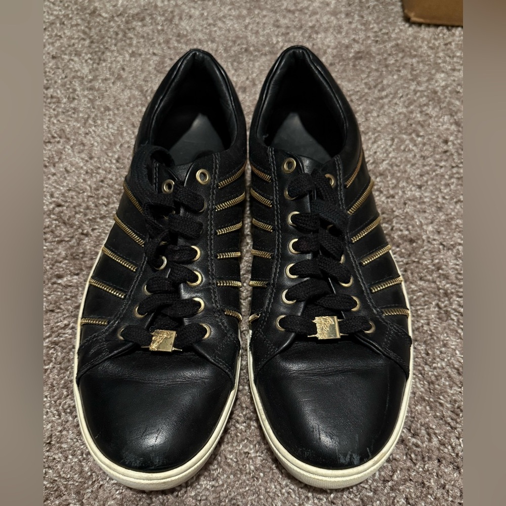 Versace Collection Black and Gold Sneakers